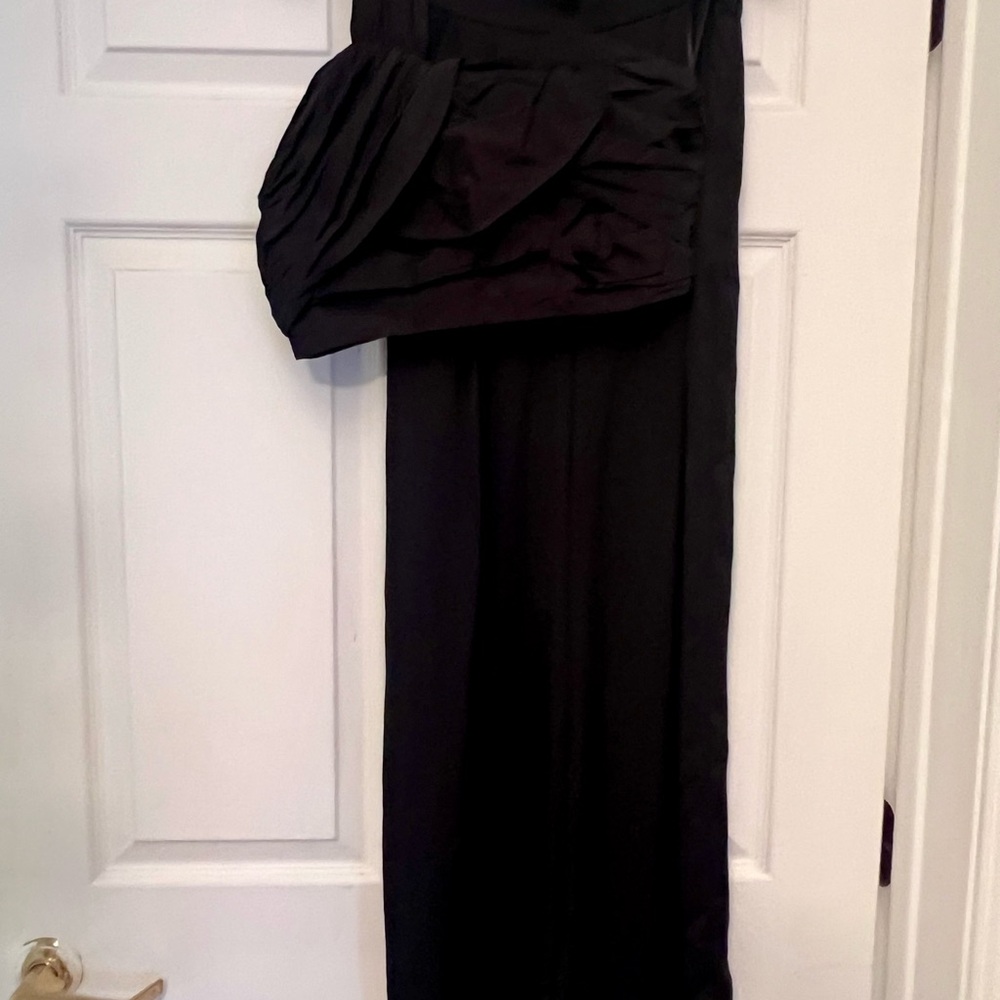 Black Strapless 2 piece satin pants set